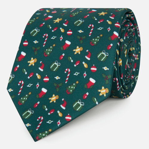 Krawat Świąteczny Christmas Green